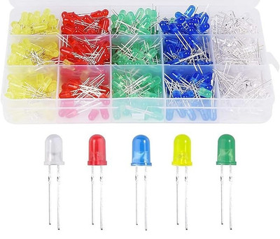500 Stück 5 mm LED Leuchtdioden sortiertes Kit 5 Farben elektronische Komponenten