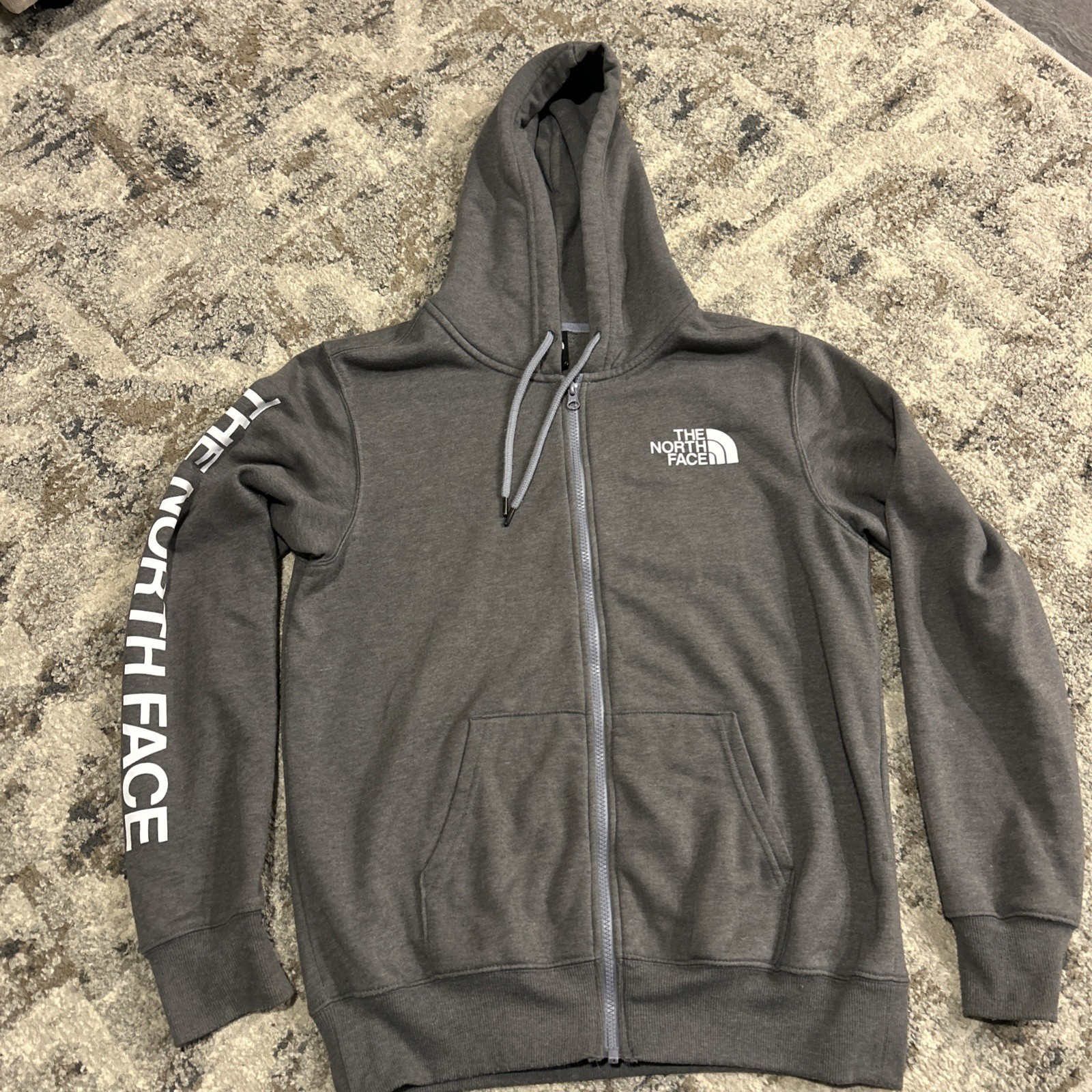 The North Face Gray Full Zip Hooded Sweatshirt for Men Size S