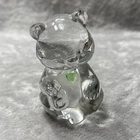 Fenton Art Glass Bear Figurine August Birthstone Green Peridot Heart Crystal 3.7