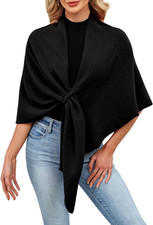 Women Soft Shawl Wraps Kintted Open Front Poncho Sweater for Spring Fall Winter