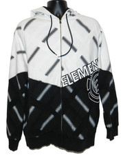 Vtg Element Hoodie Jacket Mens XL White Black Embroidered Vintage Y2K Skate