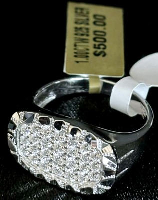 GENUINE 925 Sterling Silver Moissanite Mens Ring Size 10 1.0CTW