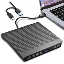 External CD/DVD Drive, Portable USB 3.0  USB-C CD RW Drive, DVD Player, DVD ...