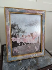 1929 "The Little Fairy Sister" Framed vintage  fairies panting print 25 X 30xm
