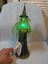 Halloween Witch Figurine With Crystal Light Up Ball 4.5" X 15" New With Tag