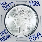 1922 BU UNCIRCULATED SILVER PEACE DOLLAR AUTHENTIC U.S. MINT FREE SHIPPING 5349