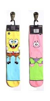 Men's ODD SOX Spongebob and Patrick Crew Socks One Size Yellow