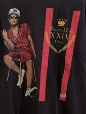 Bruno Mars XXIV K Magic Tour 2017 Concert Unisex Black T-Shirt Size Medium
