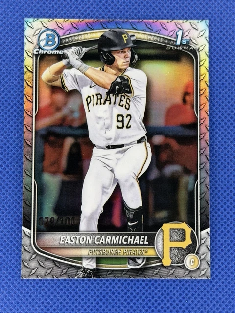 2025 Bowman Draft 1st Chrome #BDC-50 EASTON CARMICHAEL Pirates STEEL METAL /100