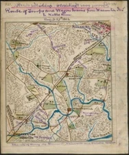 20" x 24" 1862 Map Route of troops and wagon trains from Warrenton Jnct