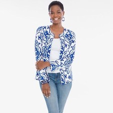 Chico s Women s Alicia Indigo Ink Open Front Blazer Business Office Casual Sz-S