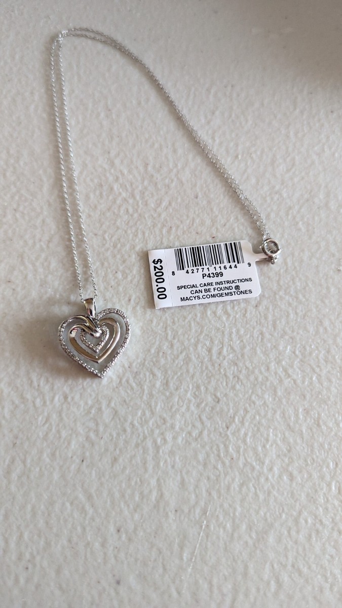 Macy's Sterling Silver Bridge Diamond Heart Design Brand  New
