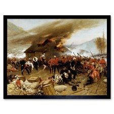 De Neuville Defence Rorke's Drift Painting Wall Art Print Framed 12x16
