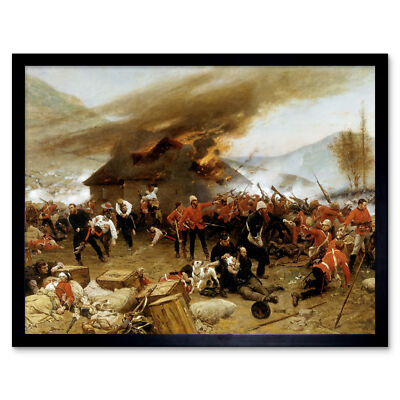 De Neuville Verteidigung Rorke's Drift Gemälde Wandkunstdruck gerahmt 12x16