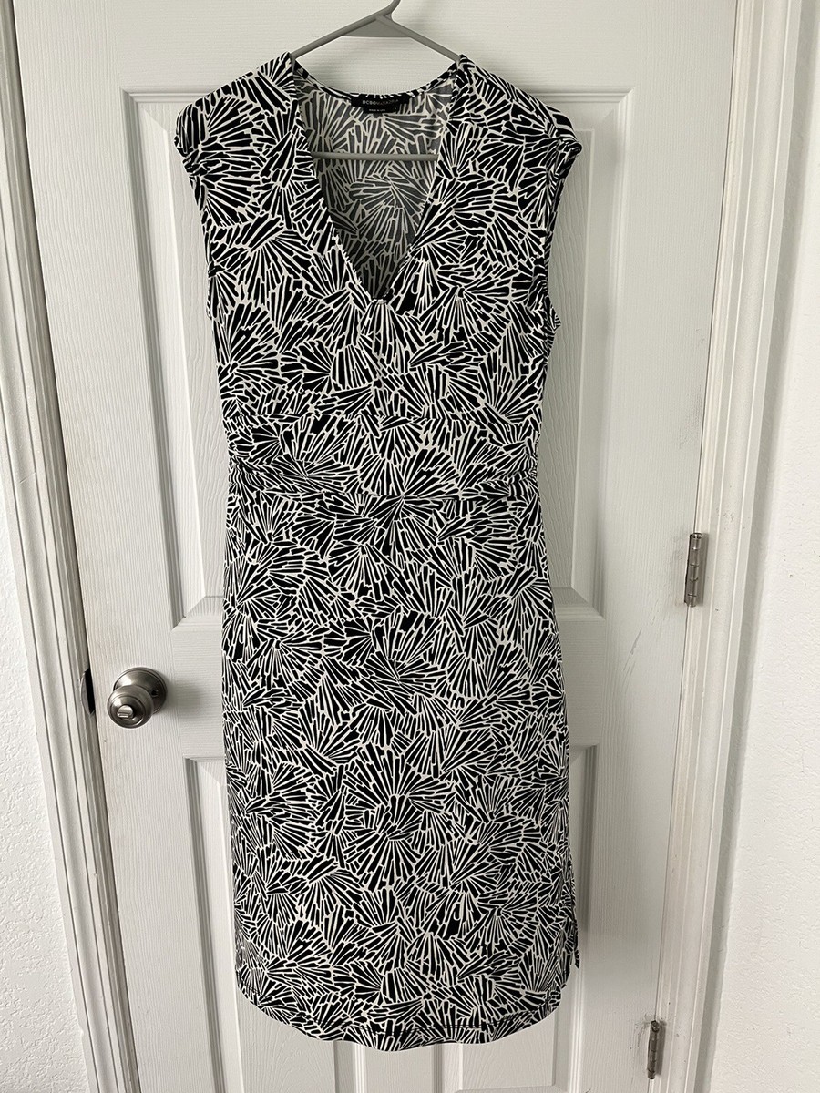 BCBG Max Azria Sleeveless Cap Sleeve Dress Black Ivory Large L