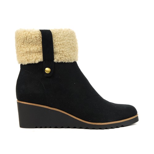 womens black suede wedge booties