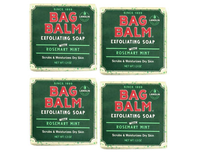 Bag Balm Exfoliating Soap with Rosemary Mint, 1.3 Ounce - Pack of 4