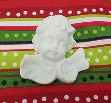 Lot of 6 VTG 2" Alabaster Resin Cherub Child Angels Plaques Christmas Crafts