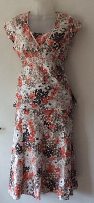 Mia/moda brown mix skirt suit linen blend size 12