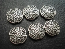 Set of 6 WESTERN HORSE SADDLE TACK 1" ANTIQUE CELTIC CROSS CONCHOS screw back