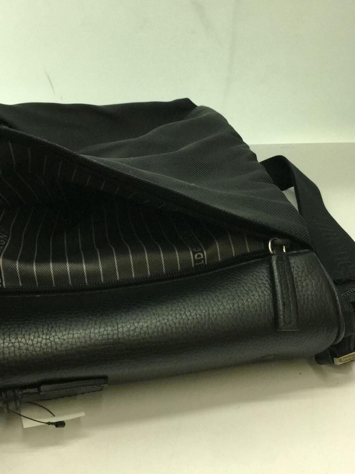 Ermenegildo Zegna Garment Bag Leather Black BLK Shoulder Strap Italy