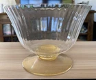 Murano Optic Rib Gold Flecked Glass Console Bowl w/ Adventurine Moretti Vintage!
