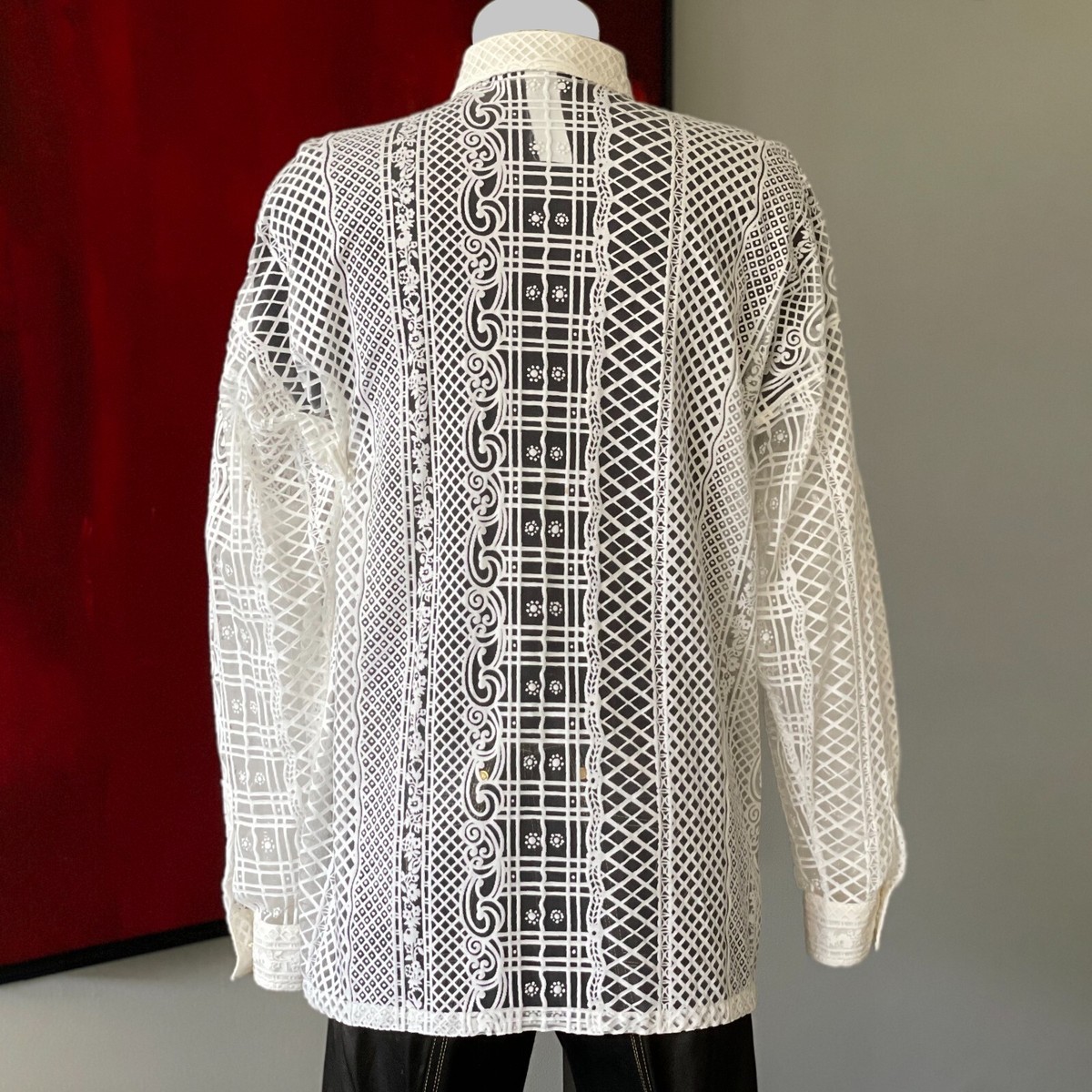 GIANNI VERSACE ivory men's sheer shirt size 52 from S/S 1994 | eBay