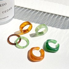Colorful Resin Acrylic Rings - Hyperbole Ins Thick Aesthetic Ring Set 3PCS/Set