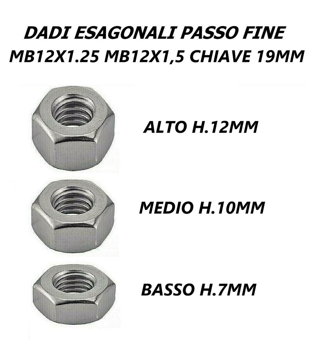 Dado Zincato Brillante Dado Esagonale Flangiato M12x1.25 BZP Lucido - Dadi Metrici A Passo Fine Per Applicazioni Meccaniche Z 12 Xep - Foto 2