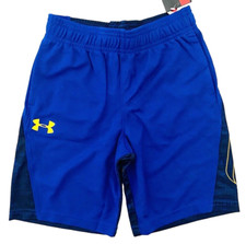Under Armour Girls XS Royal Blue Elastic Waist Yellow inner Drawstring Shorts