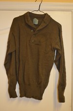 Vintage US Army Sweater Adult 38-40 OD Green 100 Wool Henley Pullover Mens 80s