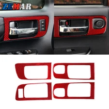 Red Carbon Fiber Inner Door Handle Bezel Cover Trim For Toyota Tundra 2014-2018