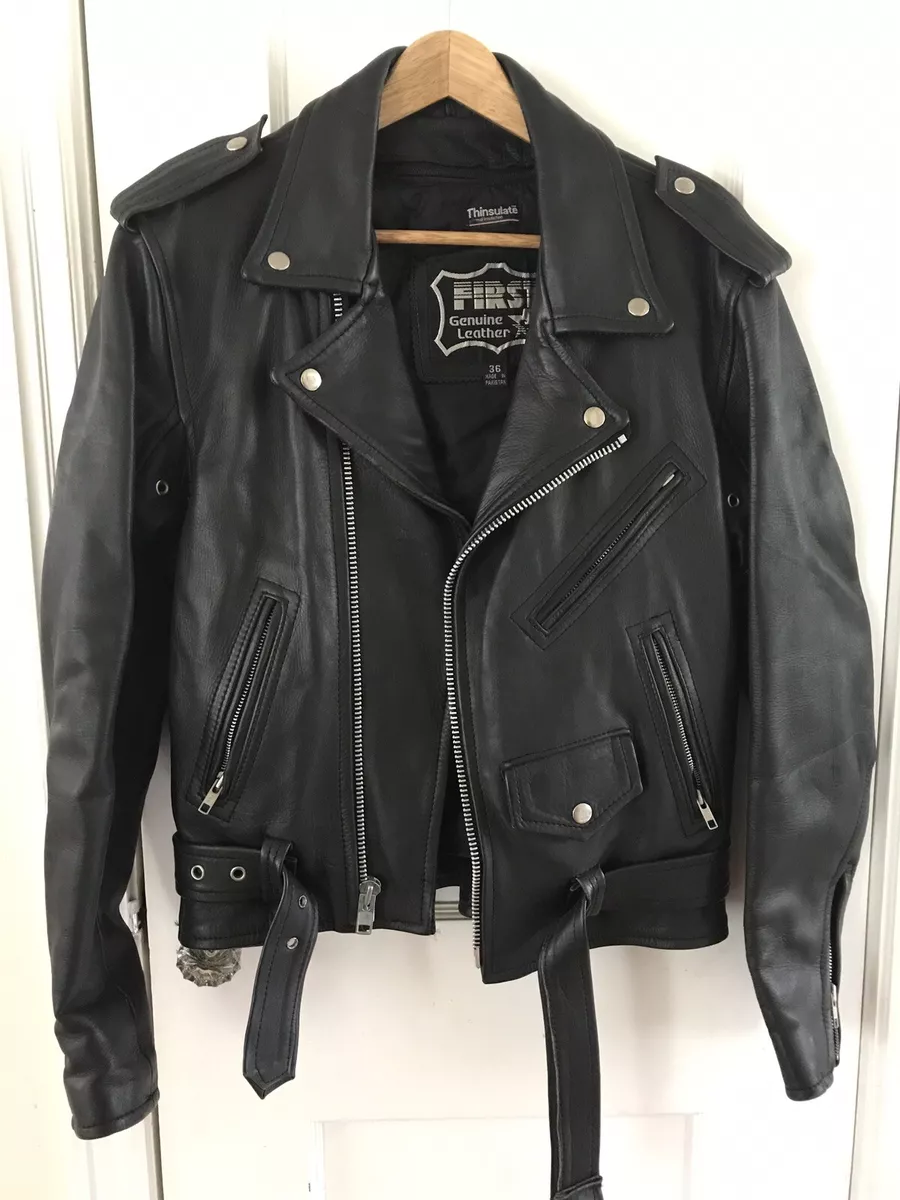 Rare Vintage FIRST Genuine Leather Biker Jacket Men s 36 c. 1990