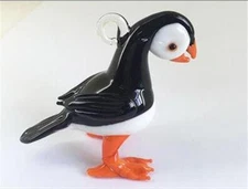Atlantic Puffin Ocean Shore Bird Blown Glass Ornament Handmade NIB Gift Boxed