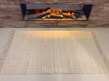 Cable Ethnic Cream Eco Friendly Recycled Cotton Rich Reversible Washable Rug