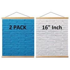 2 Pack 16 inch Magnetic Poster Hanger Wooden for Print Artwork Canvas Scroll