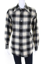 Equipment Femme Womens Button Down Collared Plaid Jacket White Size Small