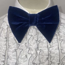 NEW Bow Tie Mens VTG Floppy Wide Velour Necktie Prom Tuxedo 60s 70s Repro Navy