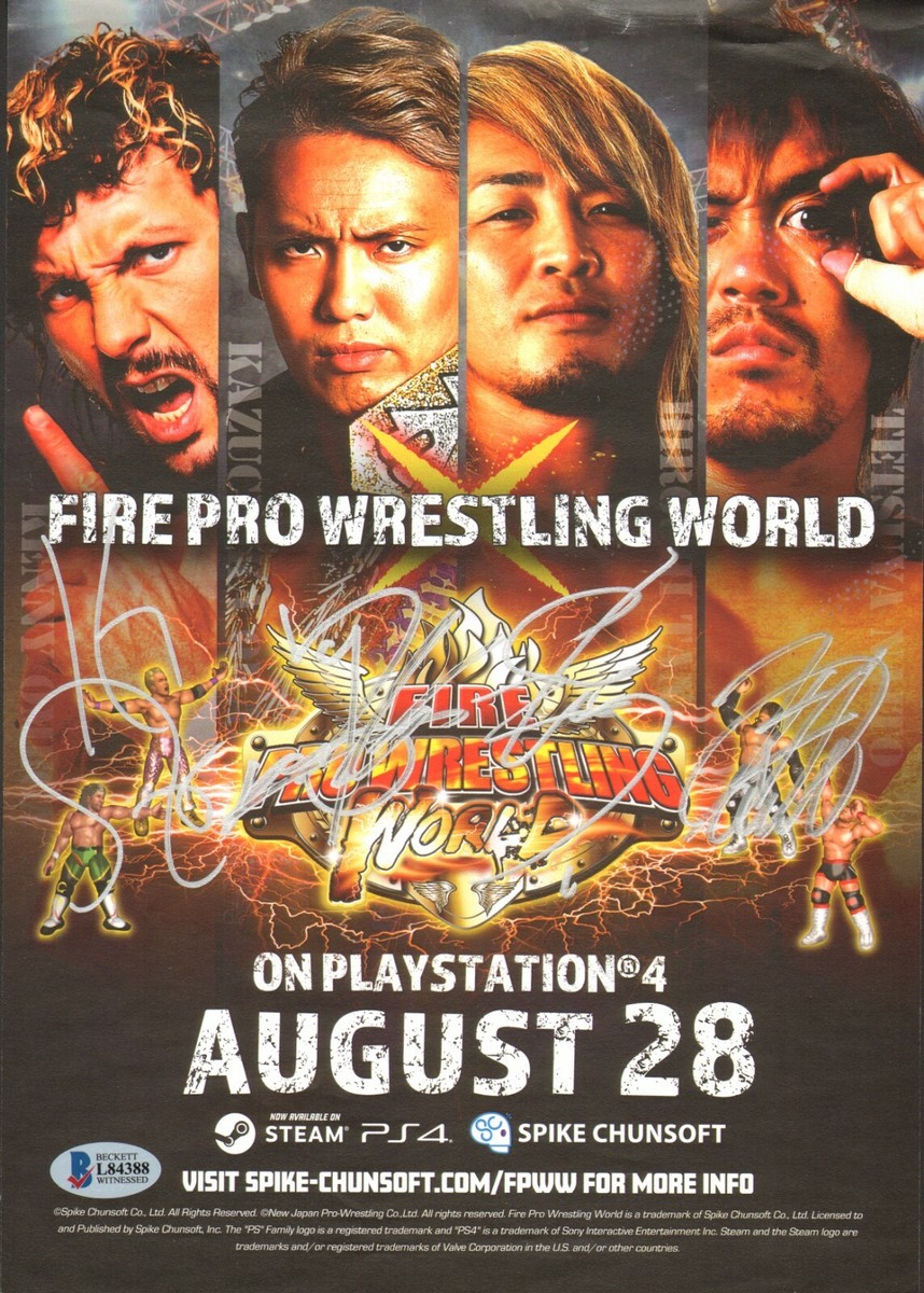 Kenny Omega Kazuchika Okada + Signed PS4 Fire Poster COA New Japan