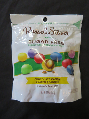 Russell Stover Sugar Free Chocolate Candy Coated Peanuts 7.5 Oz w Stevia Extract