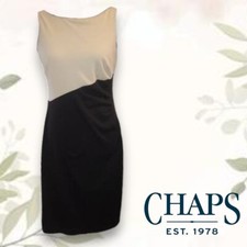Women's Chaps Beige and Black Color-Block Midi Dress, Sleeveless Size: 6