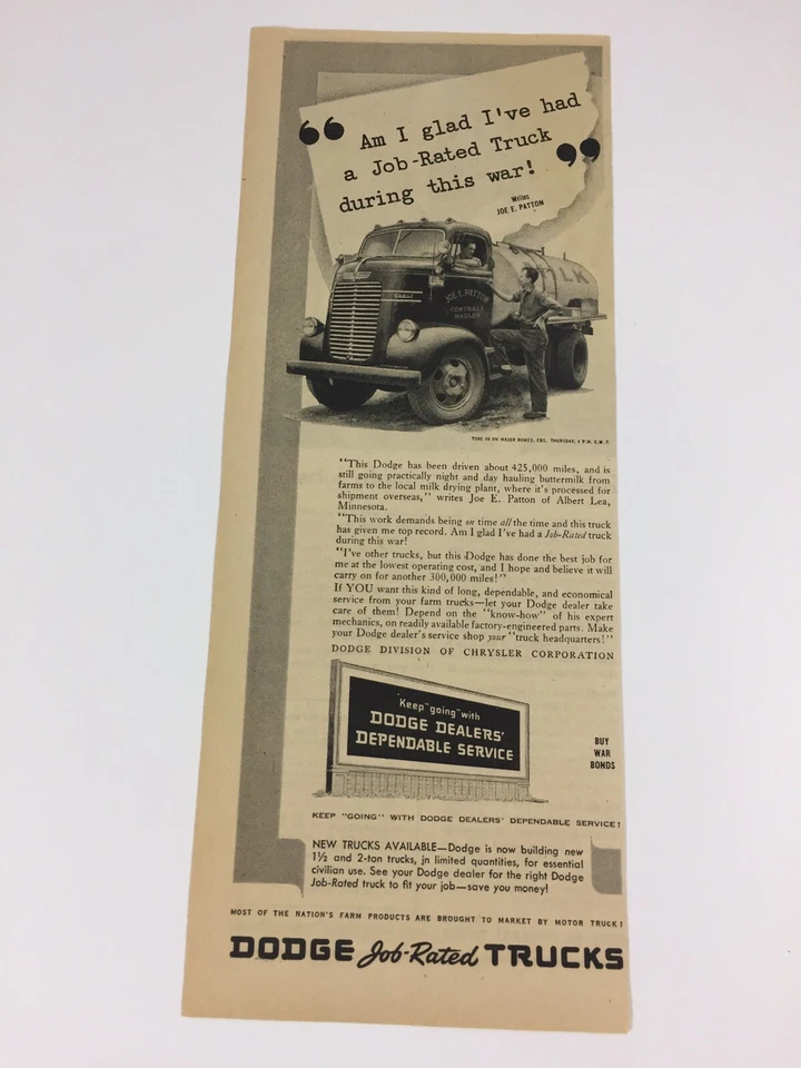 WWII 1945 New Dodge Trucks Big trucks. Farm Trucks Print Ad Please Buy War Bonds - Image 3 of 4