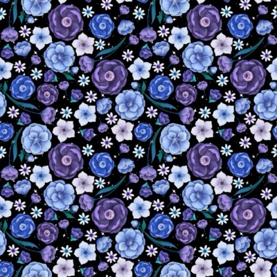 Fat Quarter Blank Jardin de Lune Glow In The Dark Blumen 100% Baumwollstoff