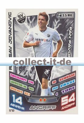 Match Attax Extra 13/14 - 572 - RANISAV JOVANOVIC - SV Sandhausen - Fan Favorit