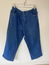 Dream Jeans Womens Capris Size 14 Petite Blue Pull On Jeans