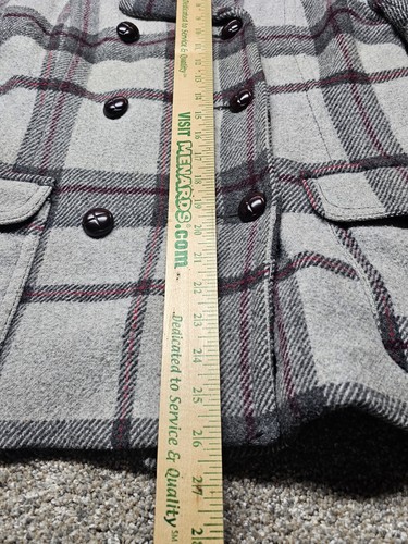 American Eagle Womens Plaid Wool Trench Coat Double Breasted Long Sleeve Size S - Picture 11 of 16
