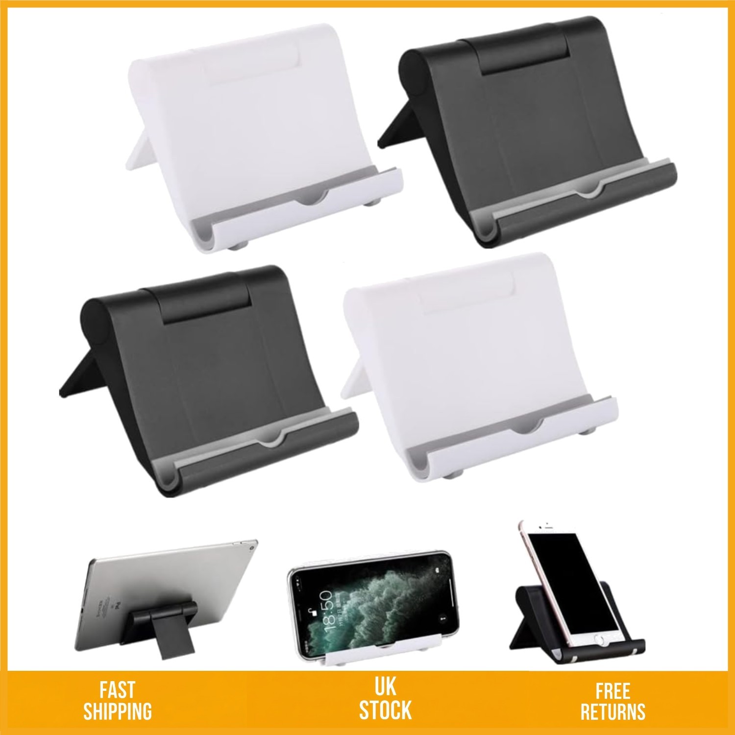 Portable Adjustable Foldable Desktop Cell Phone Stand Holder 4 Pieces