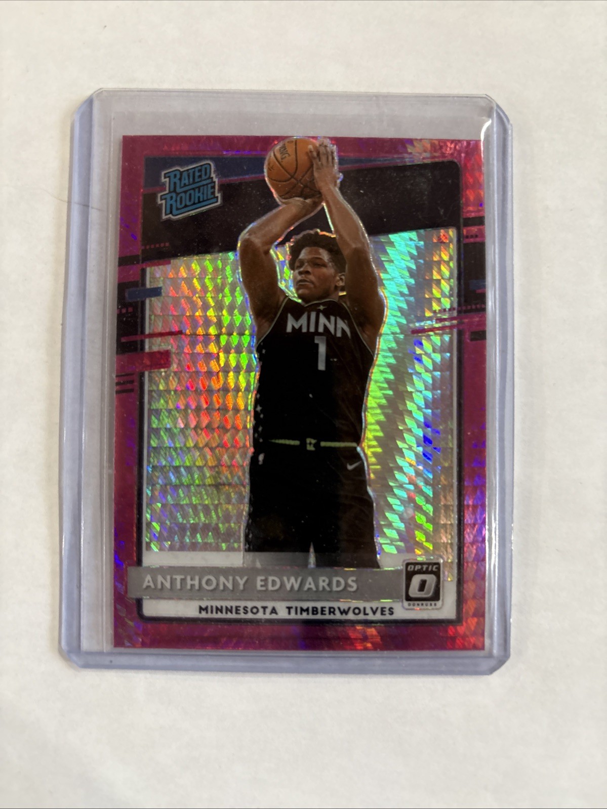 2020-21 Donruss Optic #151 Anthony Edwards Rated Rookie Hyper Pink RC