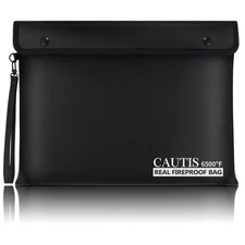 6500℉ Real Fireproof Document Bag, Wallet with Fire Proof Zipper, 8... Fas