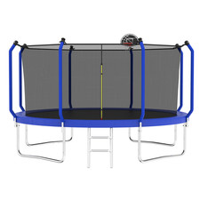 12ft Trampoline with Basketball Hoop Enclosure Net, ASTM Approved, Blue